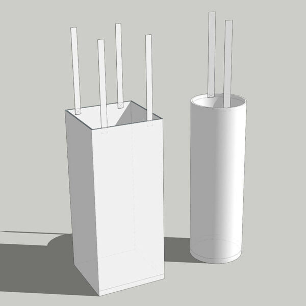 imagem 3D de dois sacos anódicos