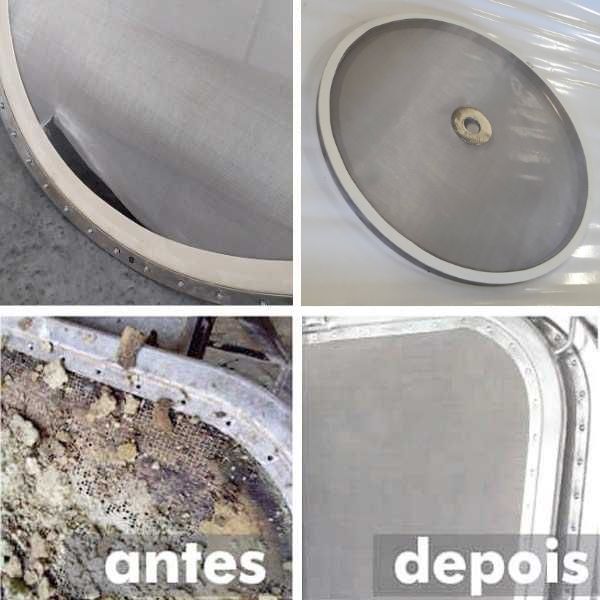 troca de tela em peneira industrial antes e depois