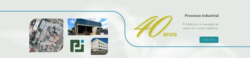 Imagem da fábrica de Feltros no Brasil com frase alusiva ao aniversário de 40 anos da Processo Industrial